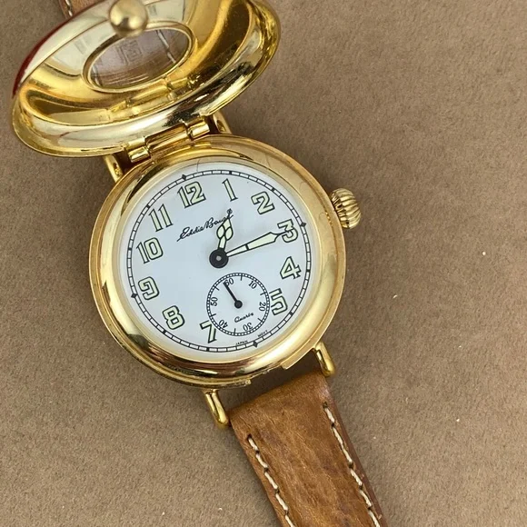 Vintage Eddie Bauer 18KGP Field Watch Flip Top Crystal Guard - Picture 4 of 11